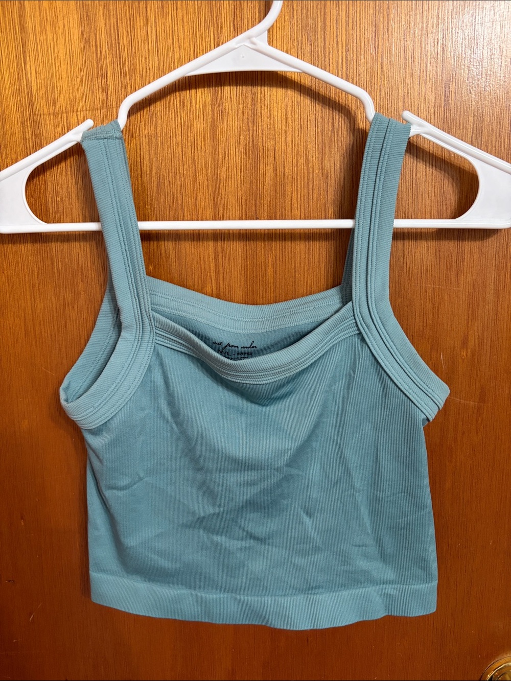Urban Outfitters Ribbed Square-Neck Tank Top in Seafoam Blue-Green